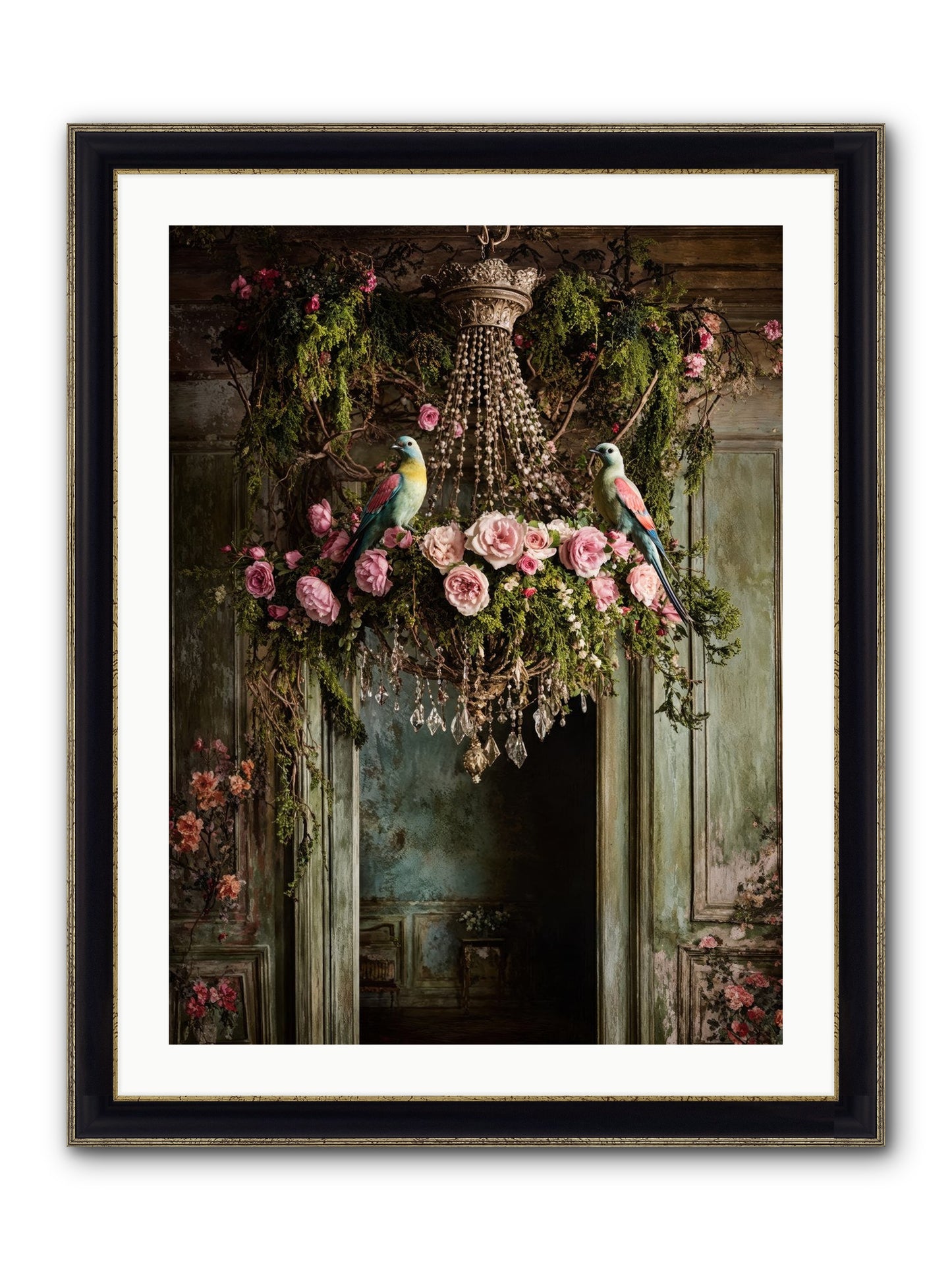Celestial Glasserie Framed Print - Black & Gold 24x32