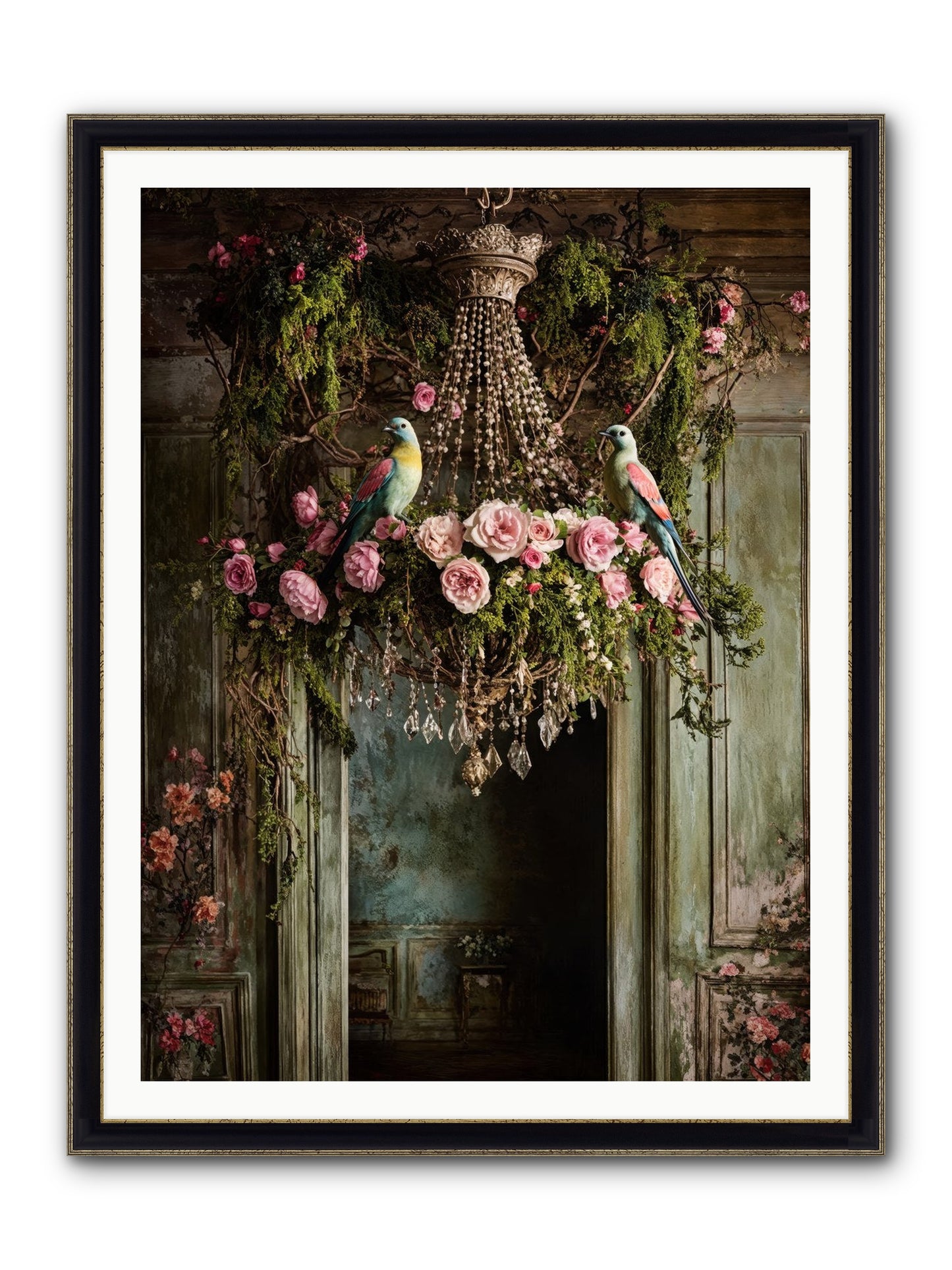 Celestial Glasserie Framed Print - Black & Gold 36x48