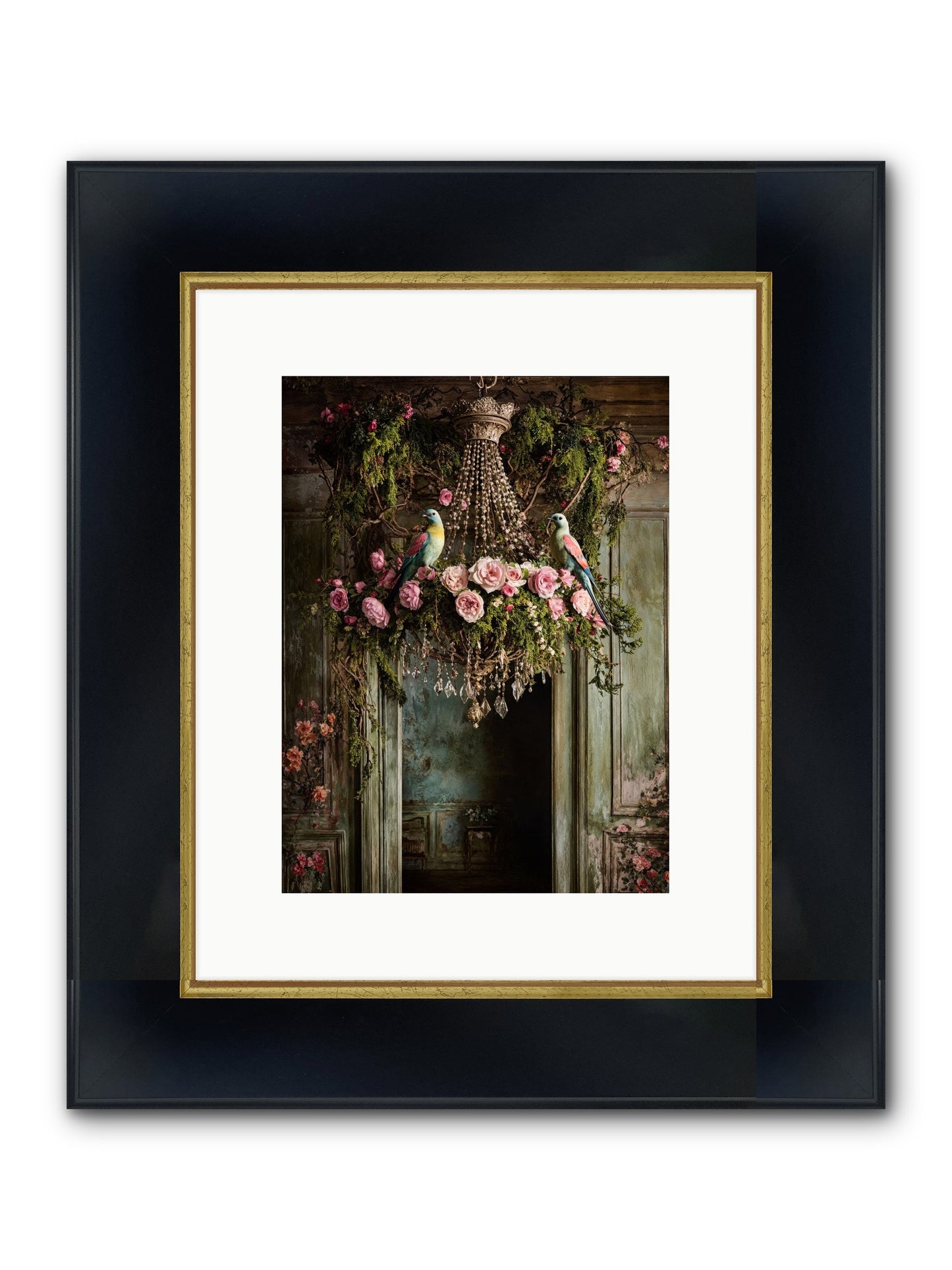 Celestial Glasserie Framed Print - Wide Black w/Gold 9x12