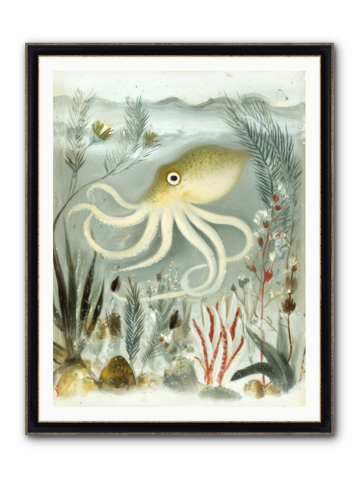 Cerulean Dreams Framed Print - Black & Gold 36x48