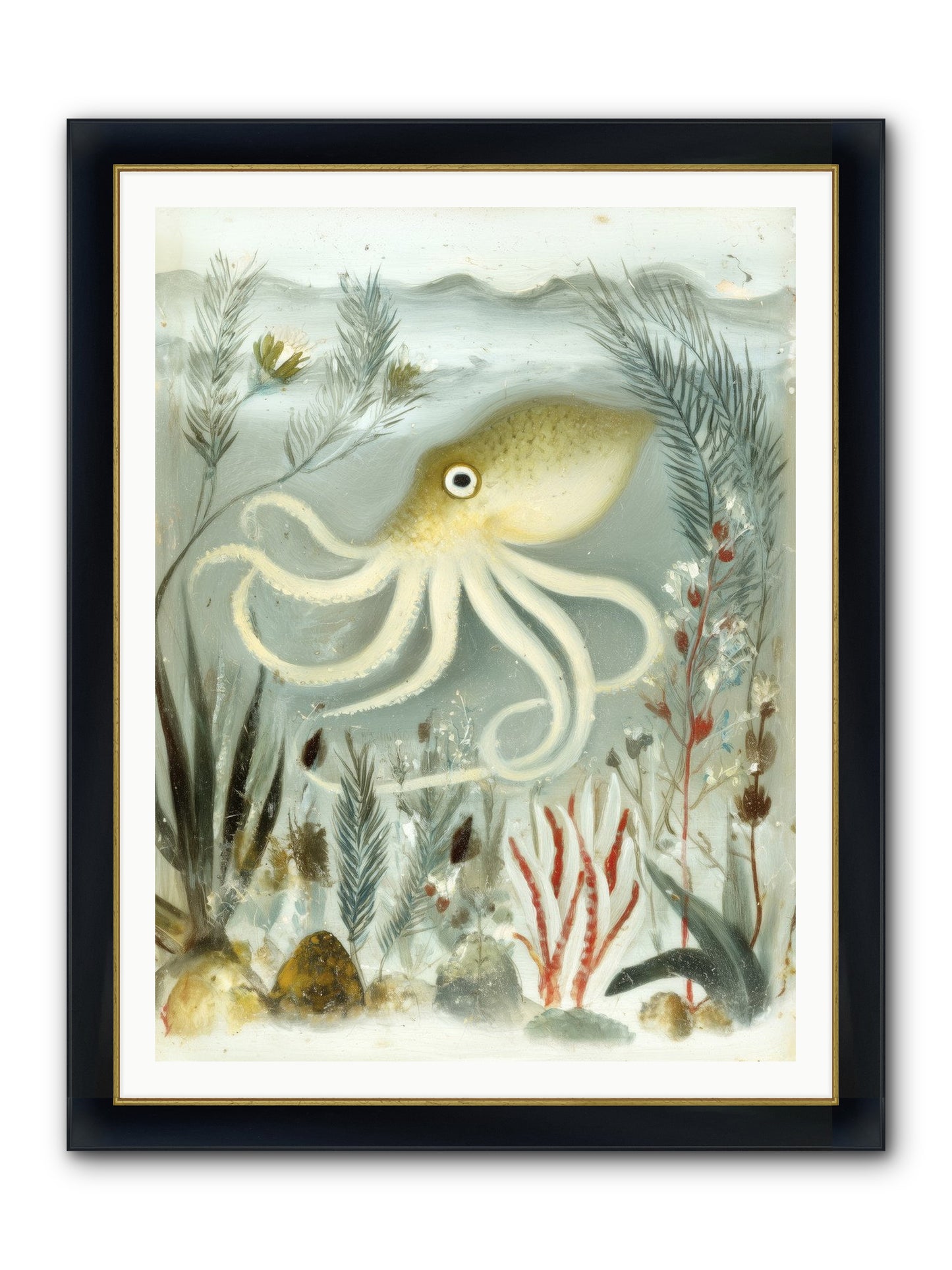 Cerulean Dreams Framed Print - Wide Black w/Gold 36x48