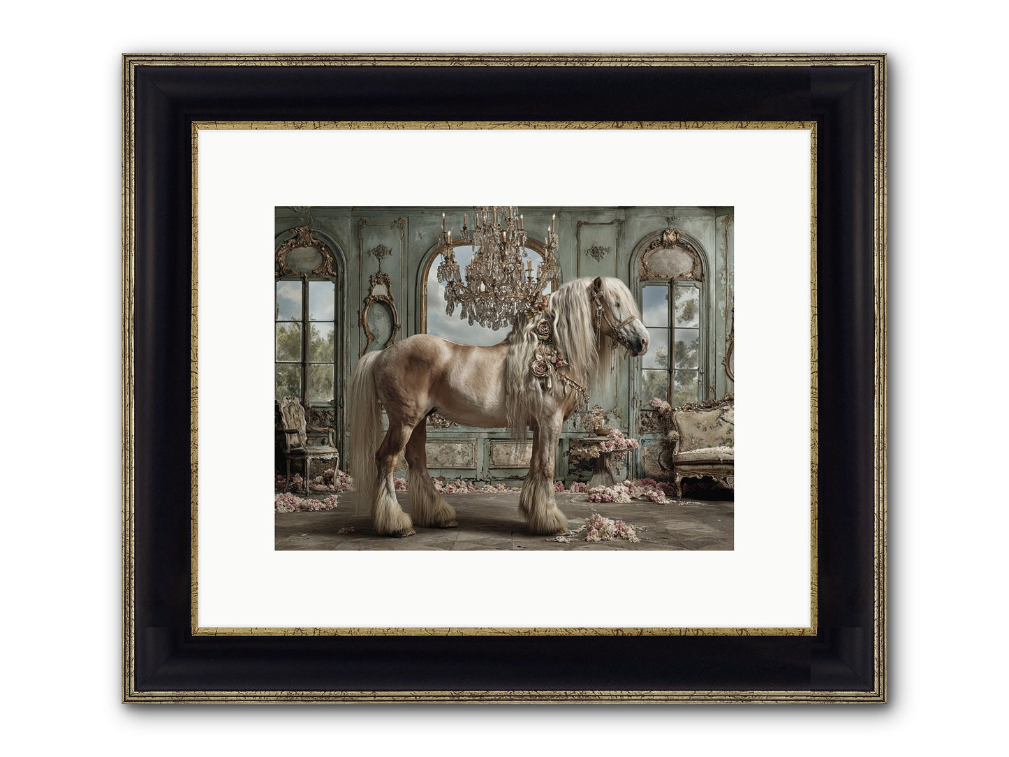 Champagne And Clover Framed Print - Black & Gold 12x9