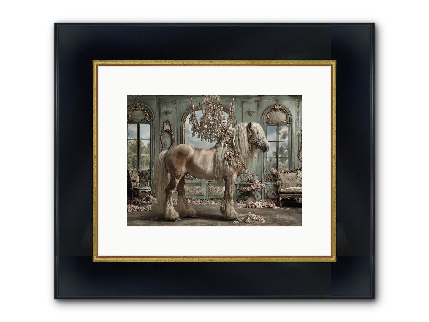 Champagne And Clover Framed Print - Wide Black w/Gold 12x9