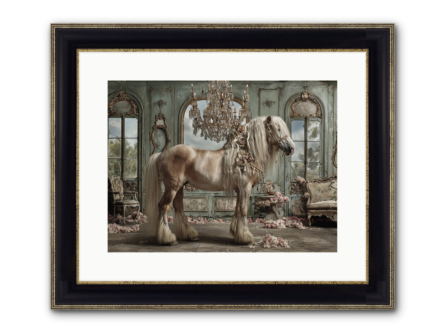 Champagne And Clover Framed Print - Black & Gold 16x12