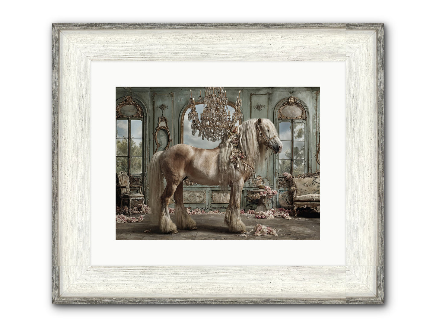 Champagne And Clover Framed Print - Driftwood White 16x12