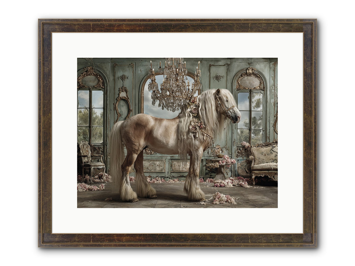 Champagne And Clover Framed Print - Slimwoods Black/Gold 16x12