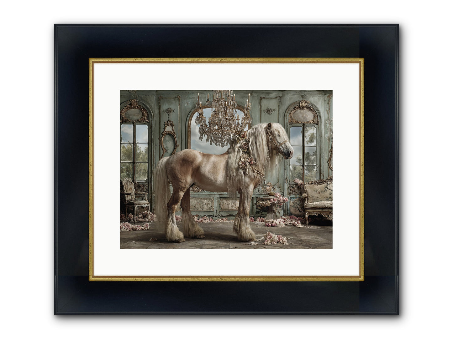 Champagne And Clover Framed Print - Wide Black w/Gold 16x12