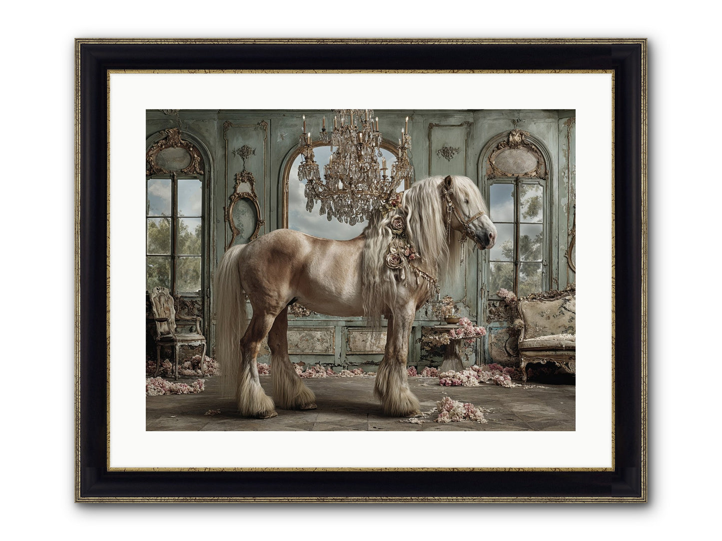 Champagne And Clover Framed Print - Black & Gold 24x18