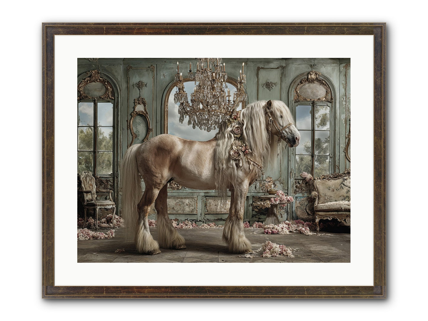 Champagne And Clover Framed Print - Slimwoods Black/Gold 24x18