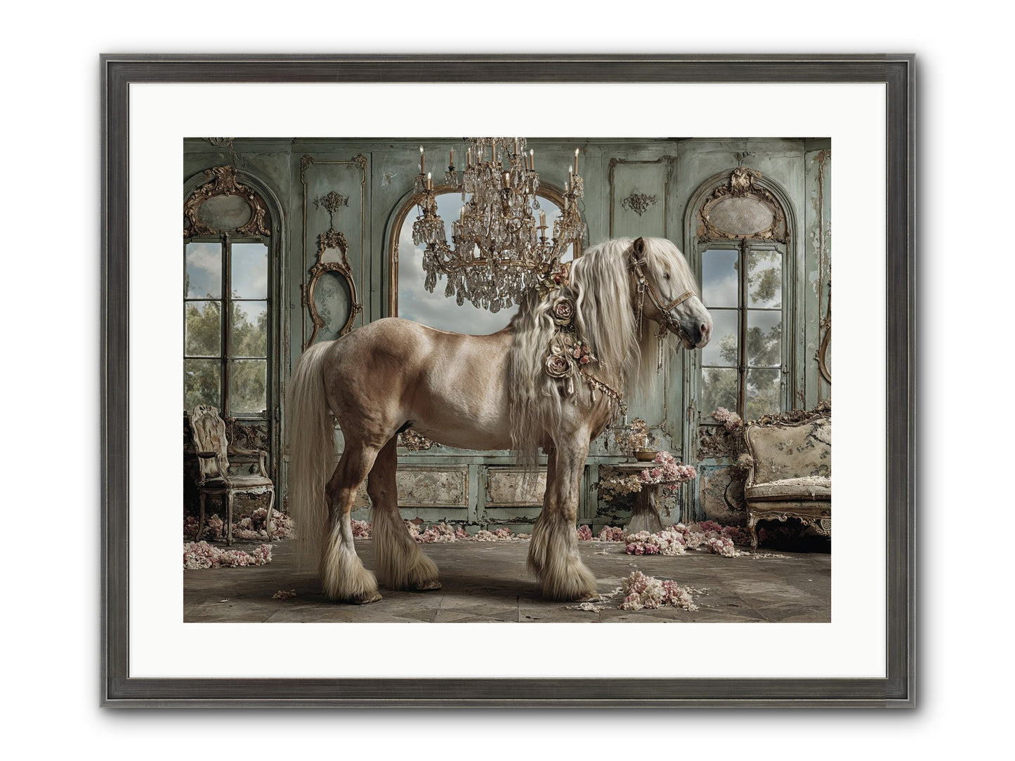 Champagne And Clover Framed Print - Slimwoods Black/Silver 24x18