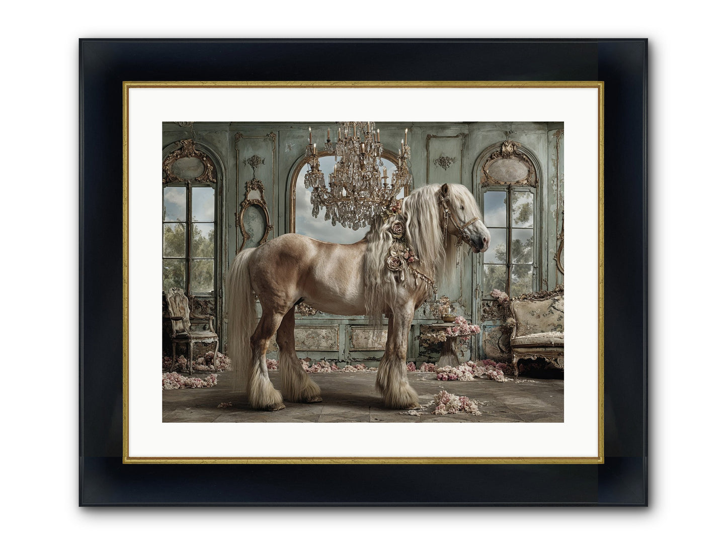 Champagne And Clover Framed Print - Wide Black w/Gold 24x18