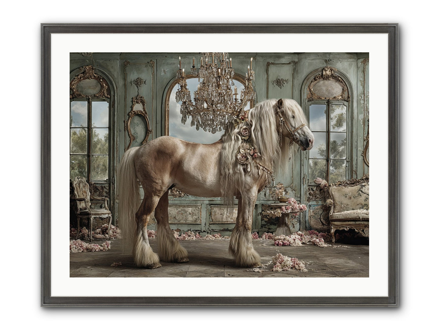 Champagne And Clover Framed Print - Slimwoods Black/Silver 32x24