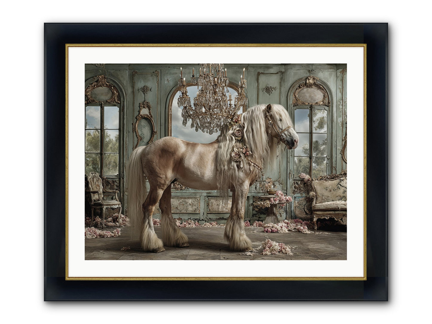 Champagne And Clover Framed Print - Wide Black w/Gold 32x24