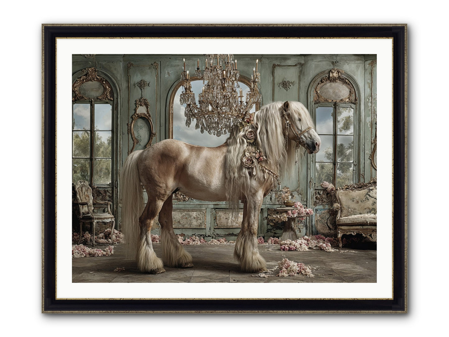 Champagne And Clover Framed Print - Black & Gold 40x30