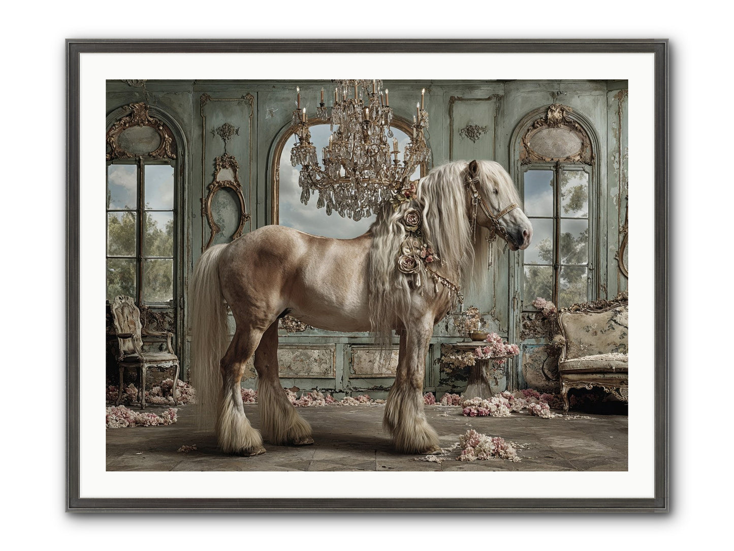 Champagne And Clover Framed Print - Slimwoods Black/Silver 40x30
