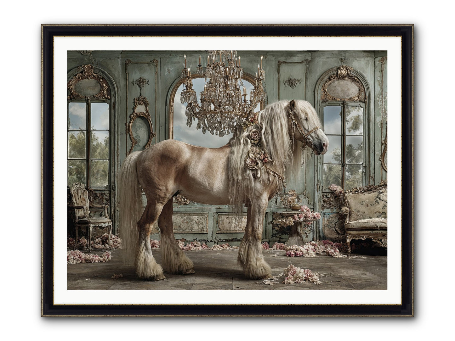 Champagne And Clover Framed Print - Black & Gold 48x36