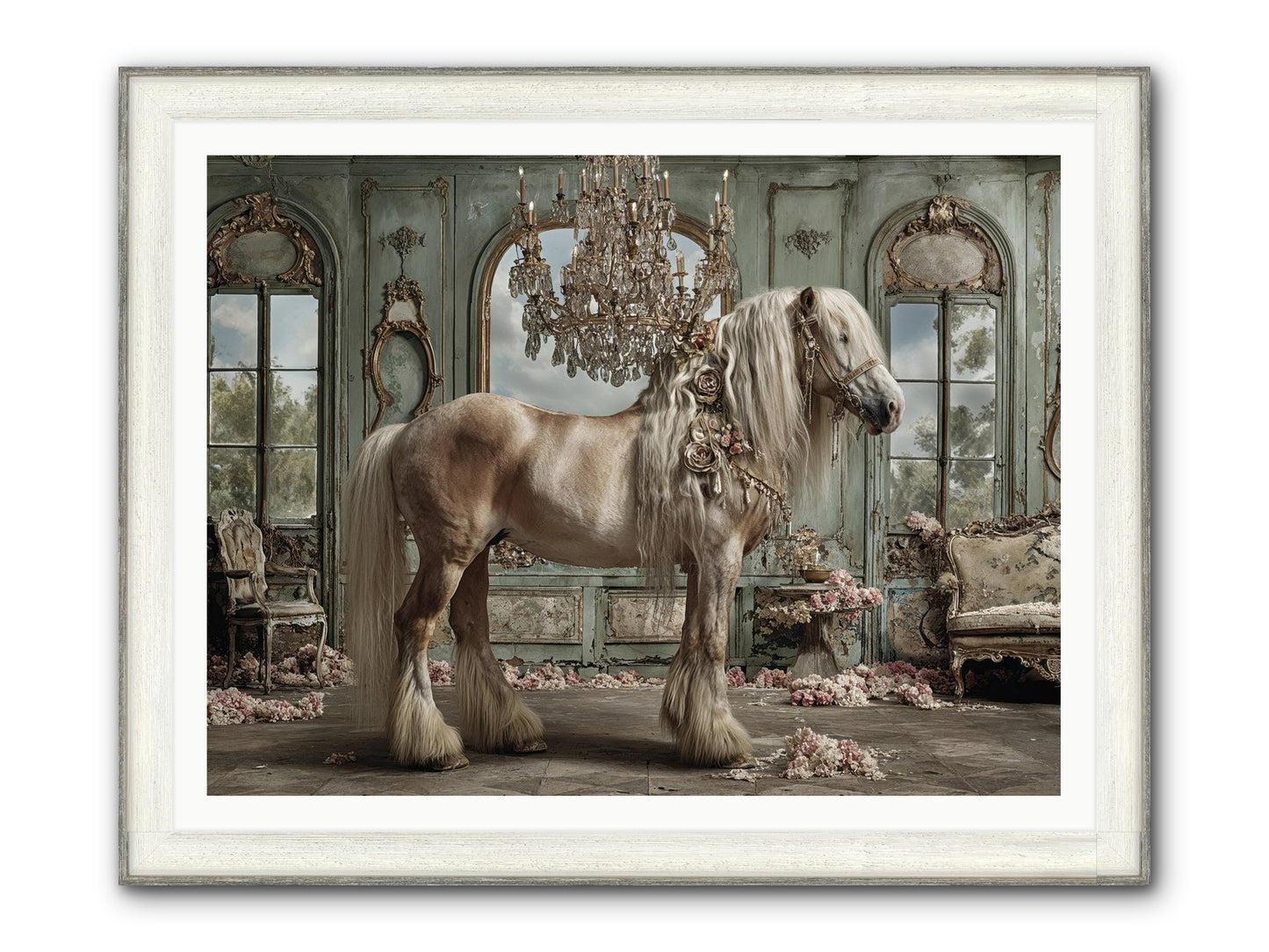 Champagne And Clover Framed Print - Driftwood White 48x36