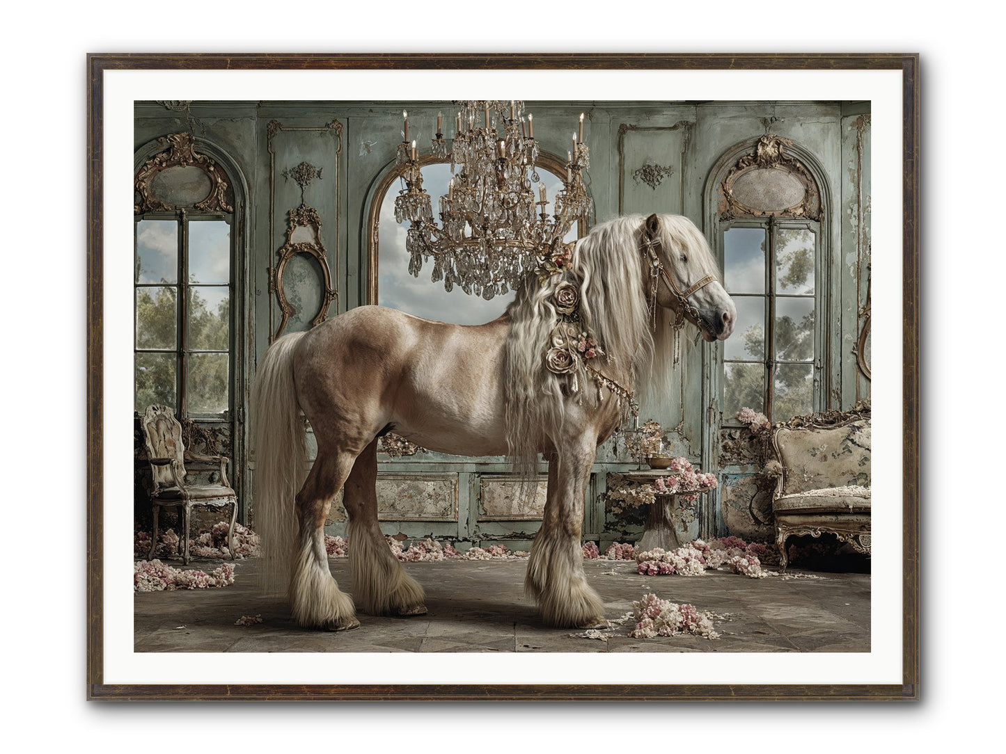 Champagne And Clover Framed Print - Slimwoods Black/Gold 48x36