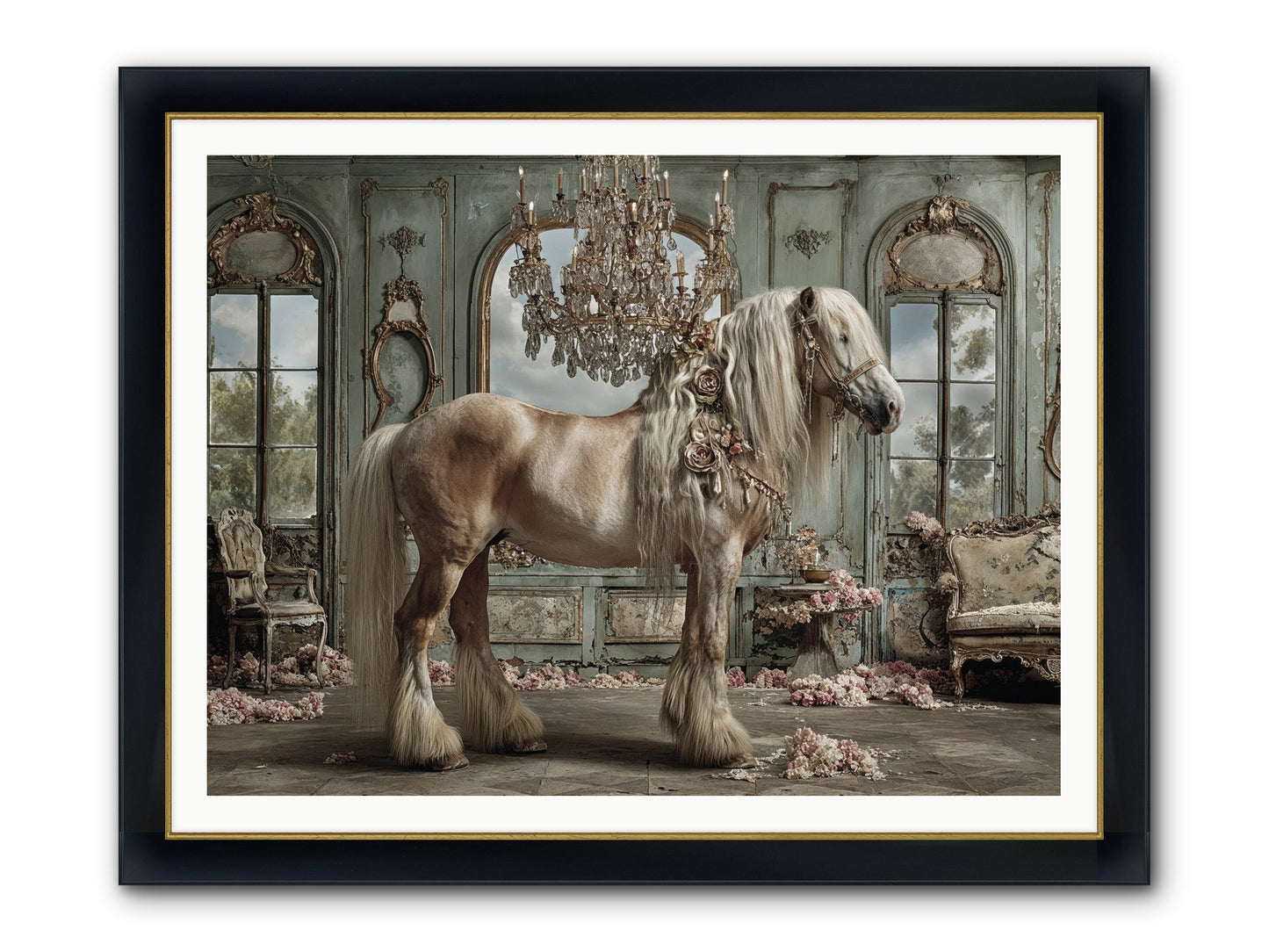 Champagne And Clover Framed Print - Wide Black w/Gold 48x36