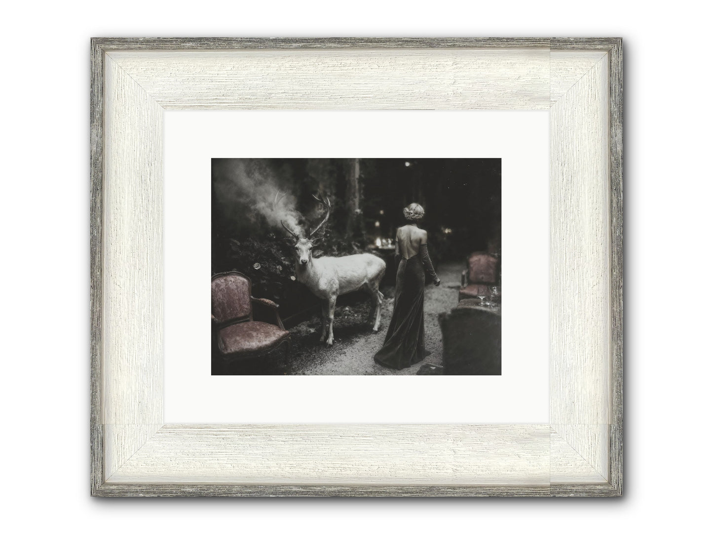 Champagne and Courage Framed Print - Driftwood White 12x9