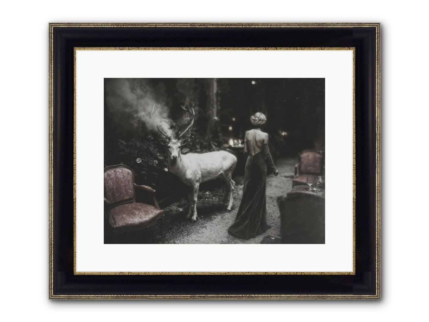 Champagne and Courage Framed Print - Black & Gold 16x12