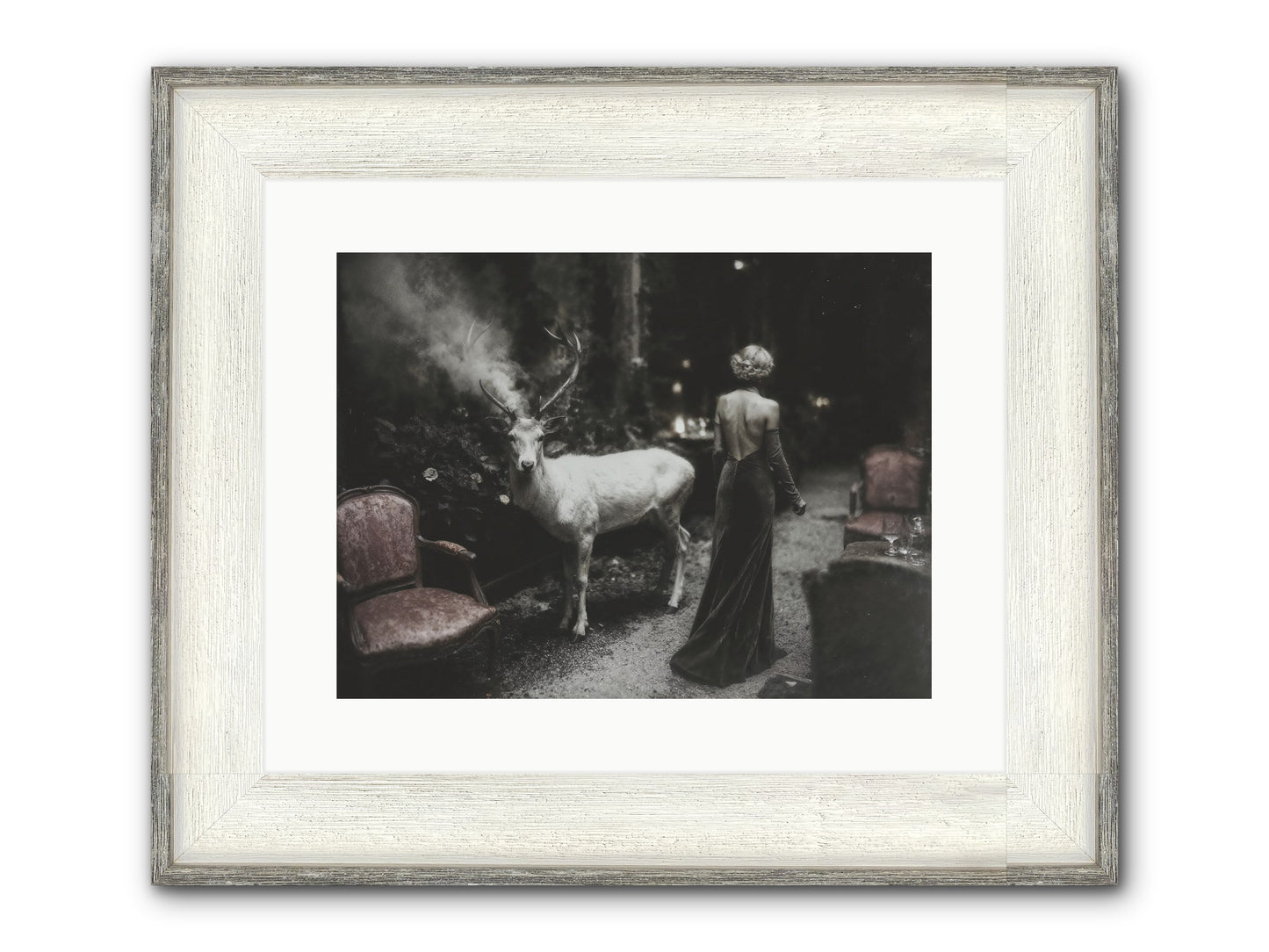 Champagne and Courage Framed Print - Driftwood White 16x12