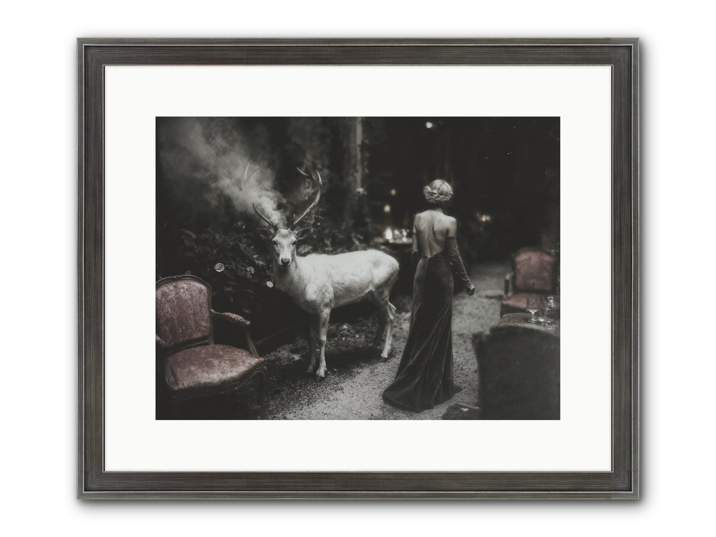 Champagne and Courage Framed Print - Slimwoods Black/Silver 16x12