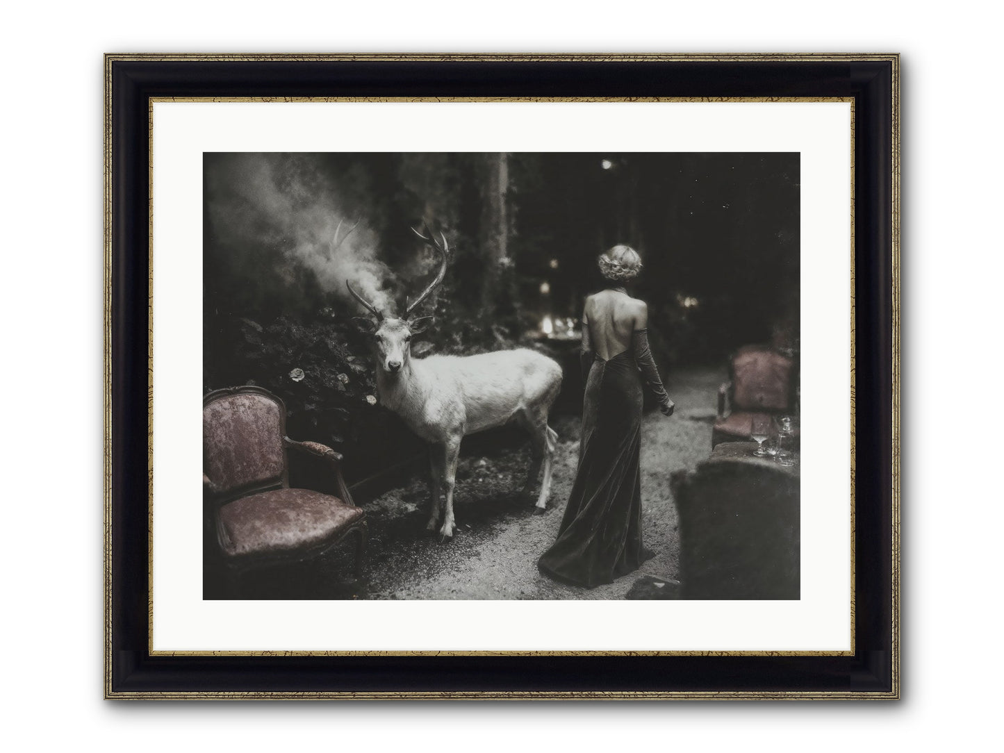 Champagne and Courage Framed Print - Black & Gold 24x18