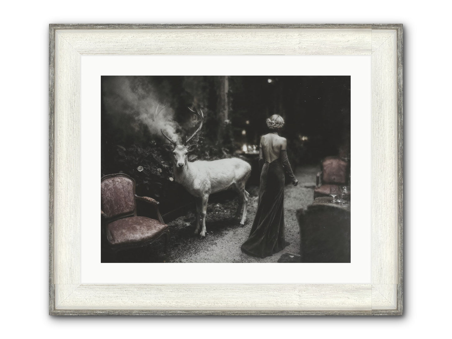 Champagne and Courage Framed Print - Driftwood White 24x18