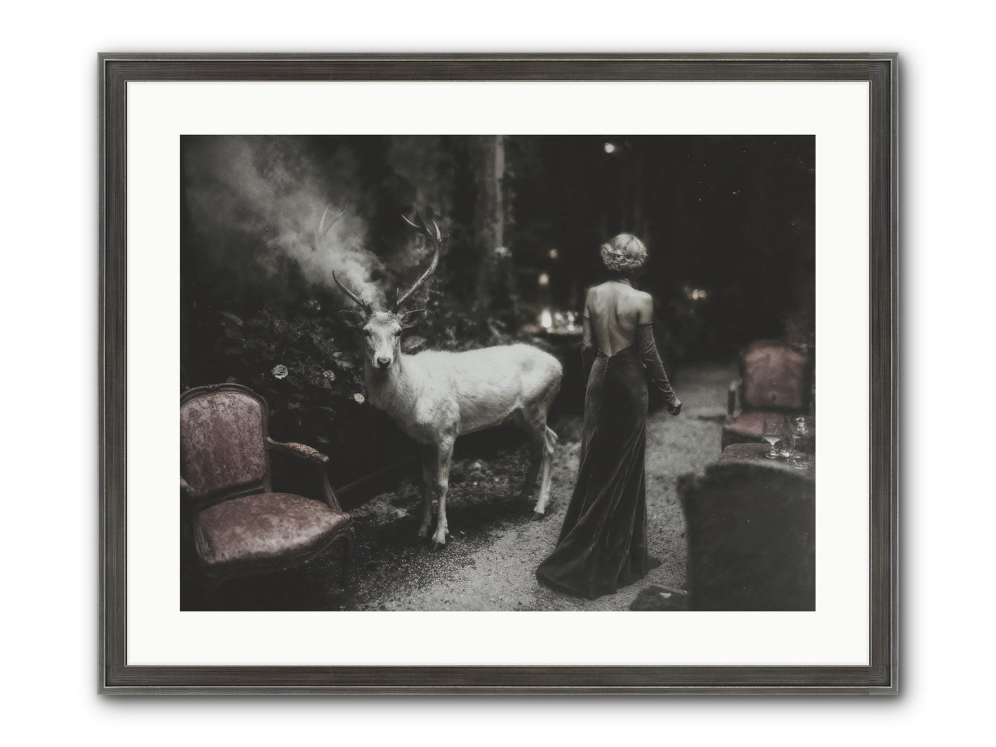 Champagne and Courage Framed Print - Slimwoods Black/Silver 24x18