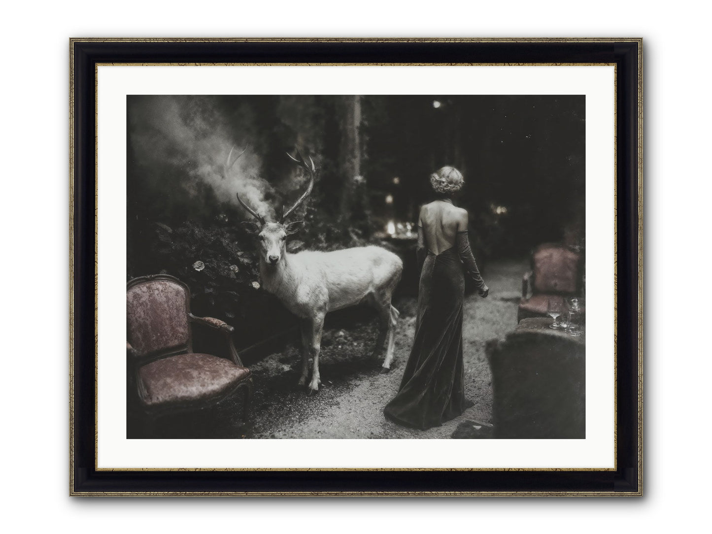 Champagne and Courage Framed Print - Black & Gold 32x24