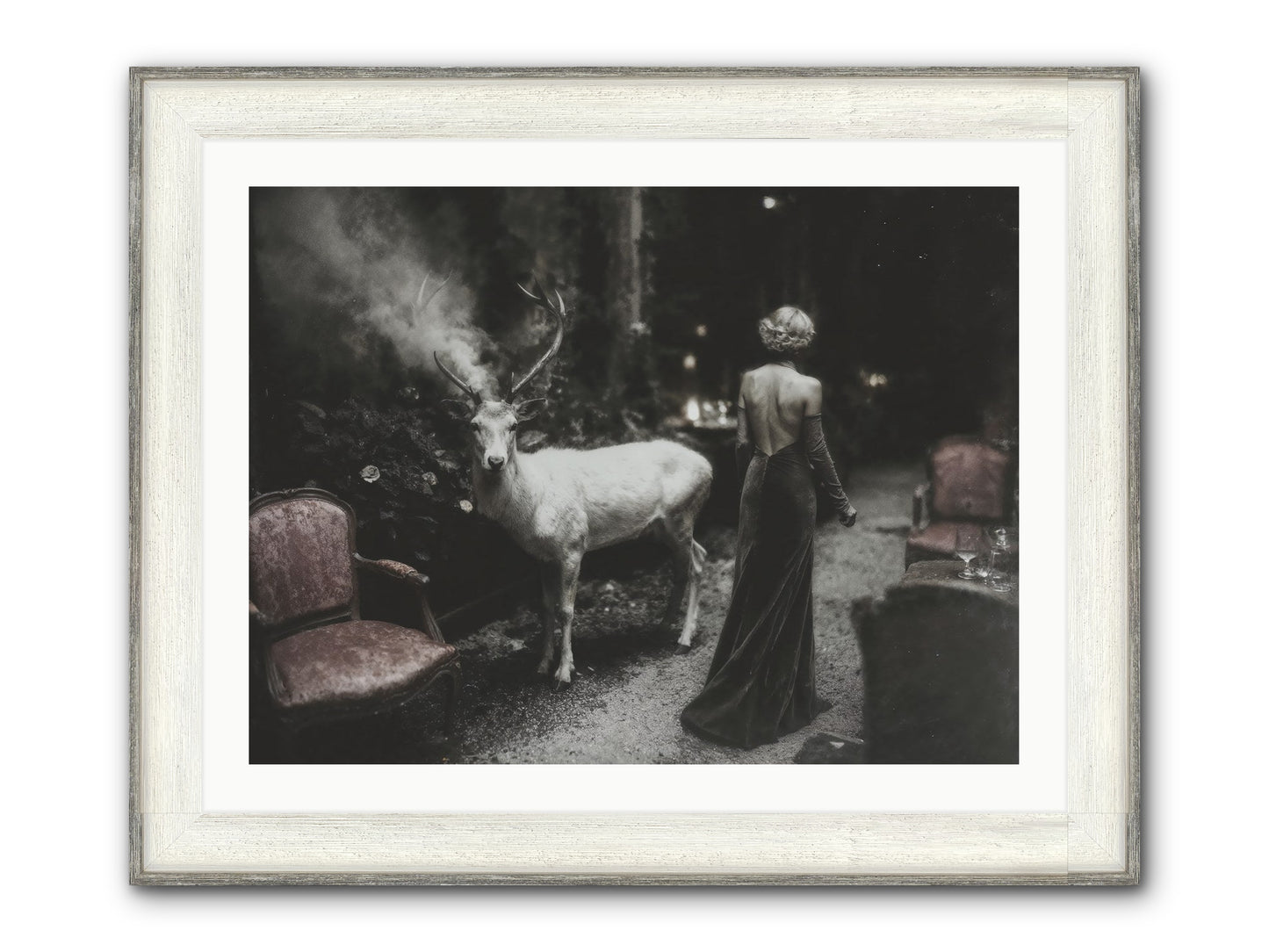 Champagne and Courage Framed Print - Driftwood White 32x24