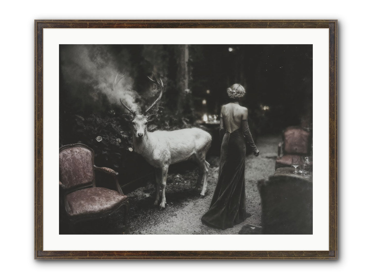 Champagne and Courage Framed Print - Slimwoods Black/Gold 32x24