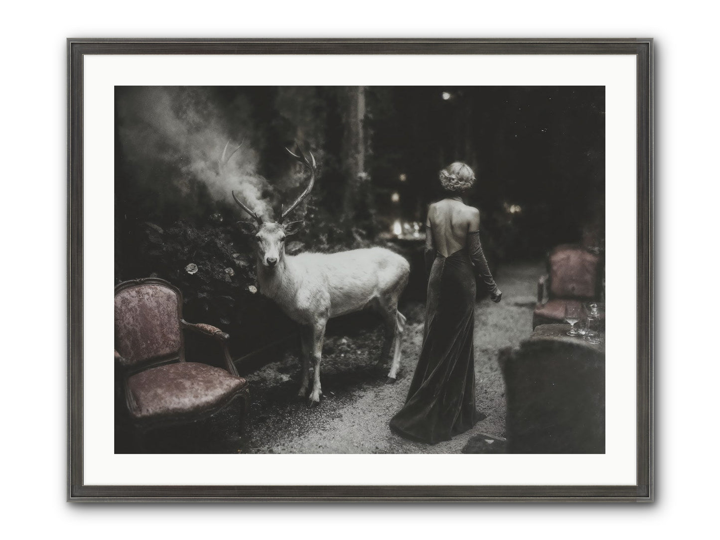 Champagne and Courage Framed Print - Slimwoods Black/Silver 32x24