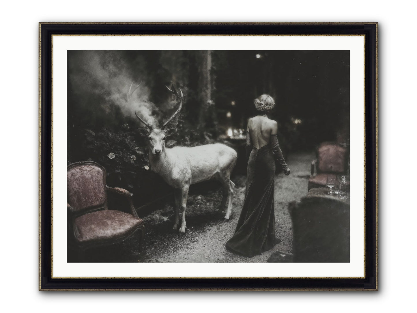 Champagne and Courage Framed Print - Black & Gold 40x30