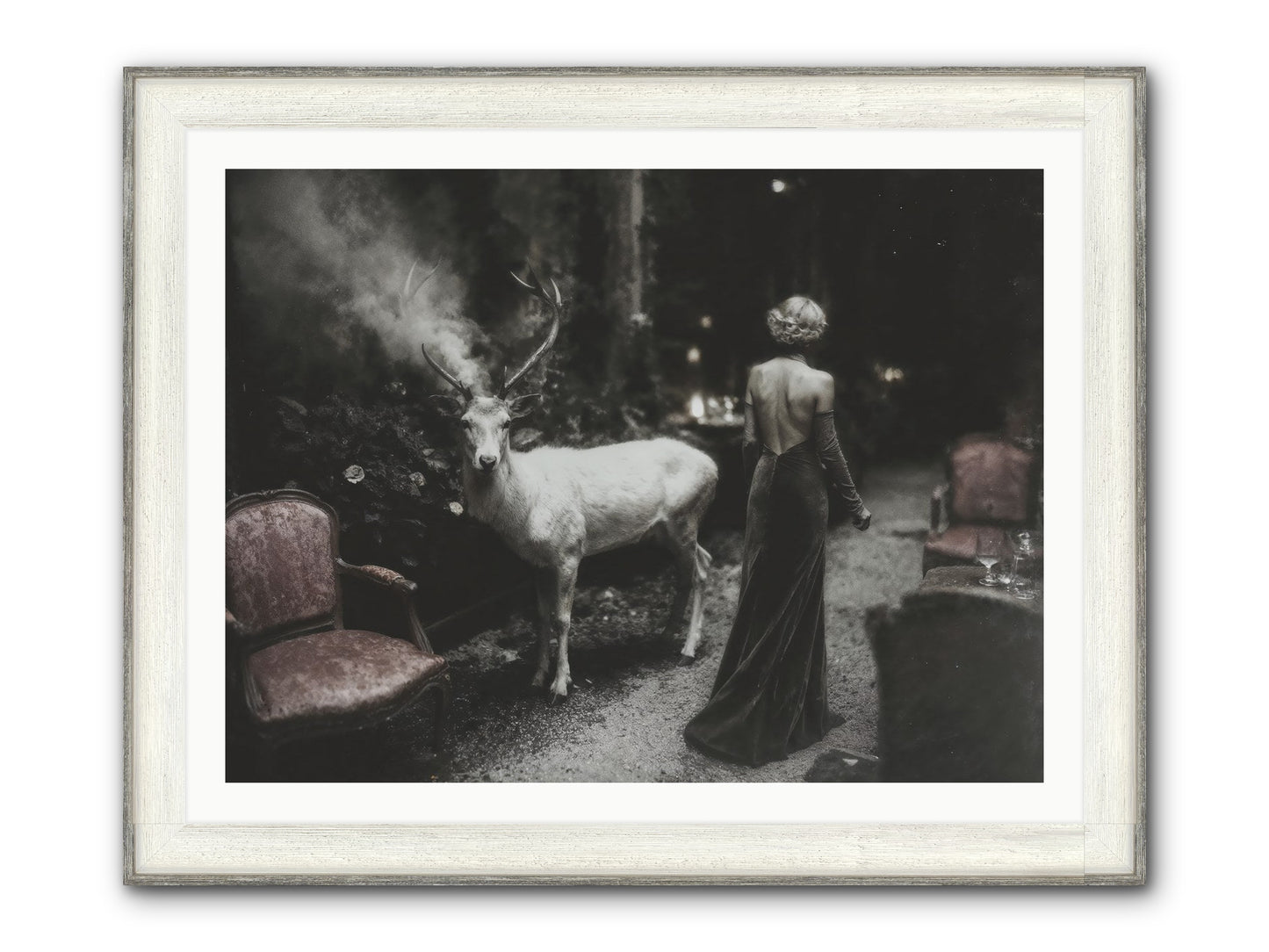 Champagne and Courage Framed Print - Driftwood White 40x30