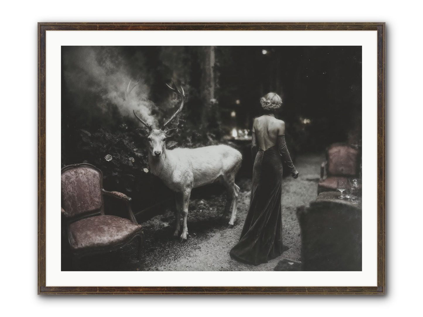 Champagne and Courage Framed Print - Slimwoods Black/Gold 40x30