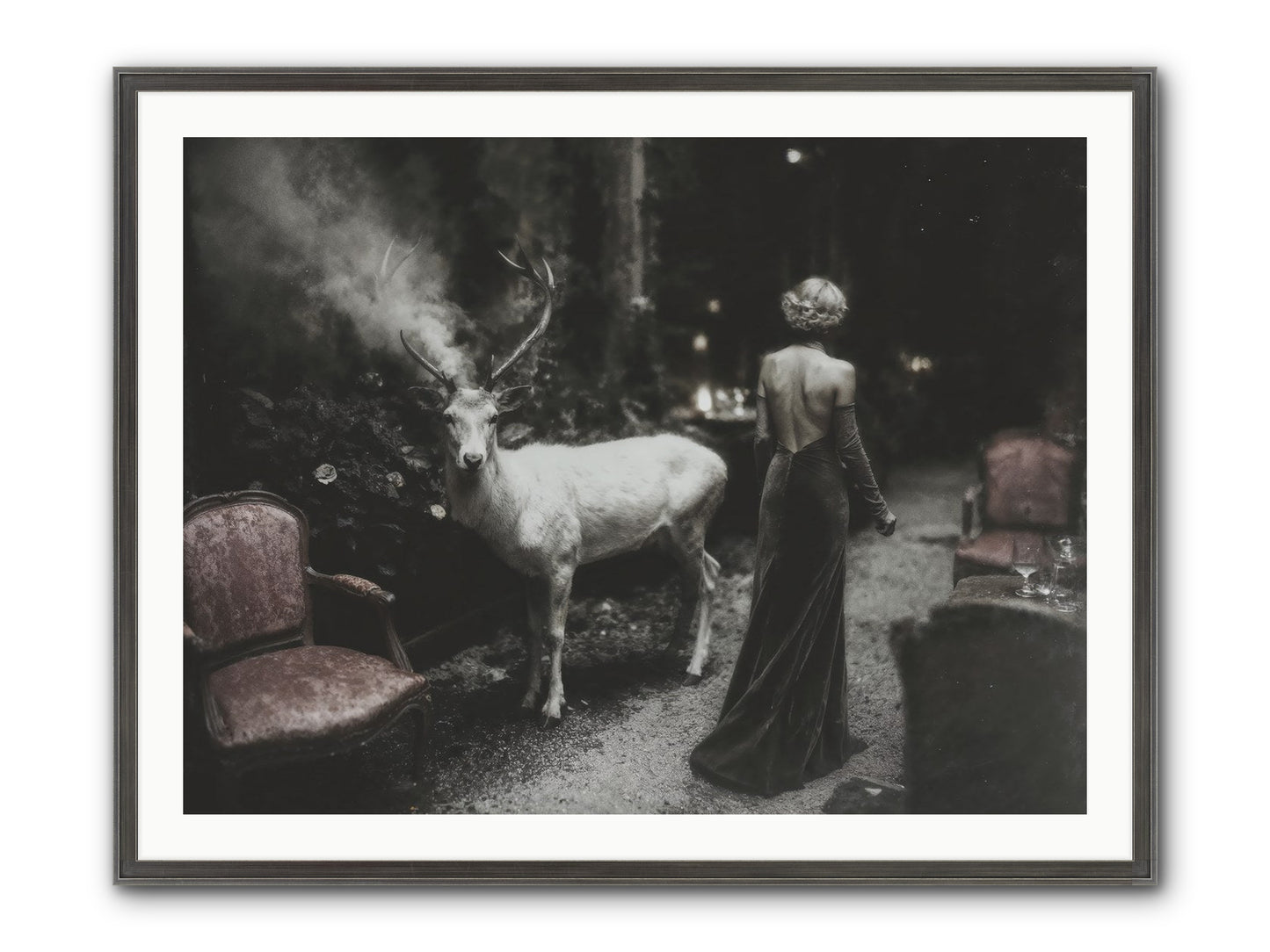 Champagne and Courage Framed Print - Slimwoods Black/Silver 40x30