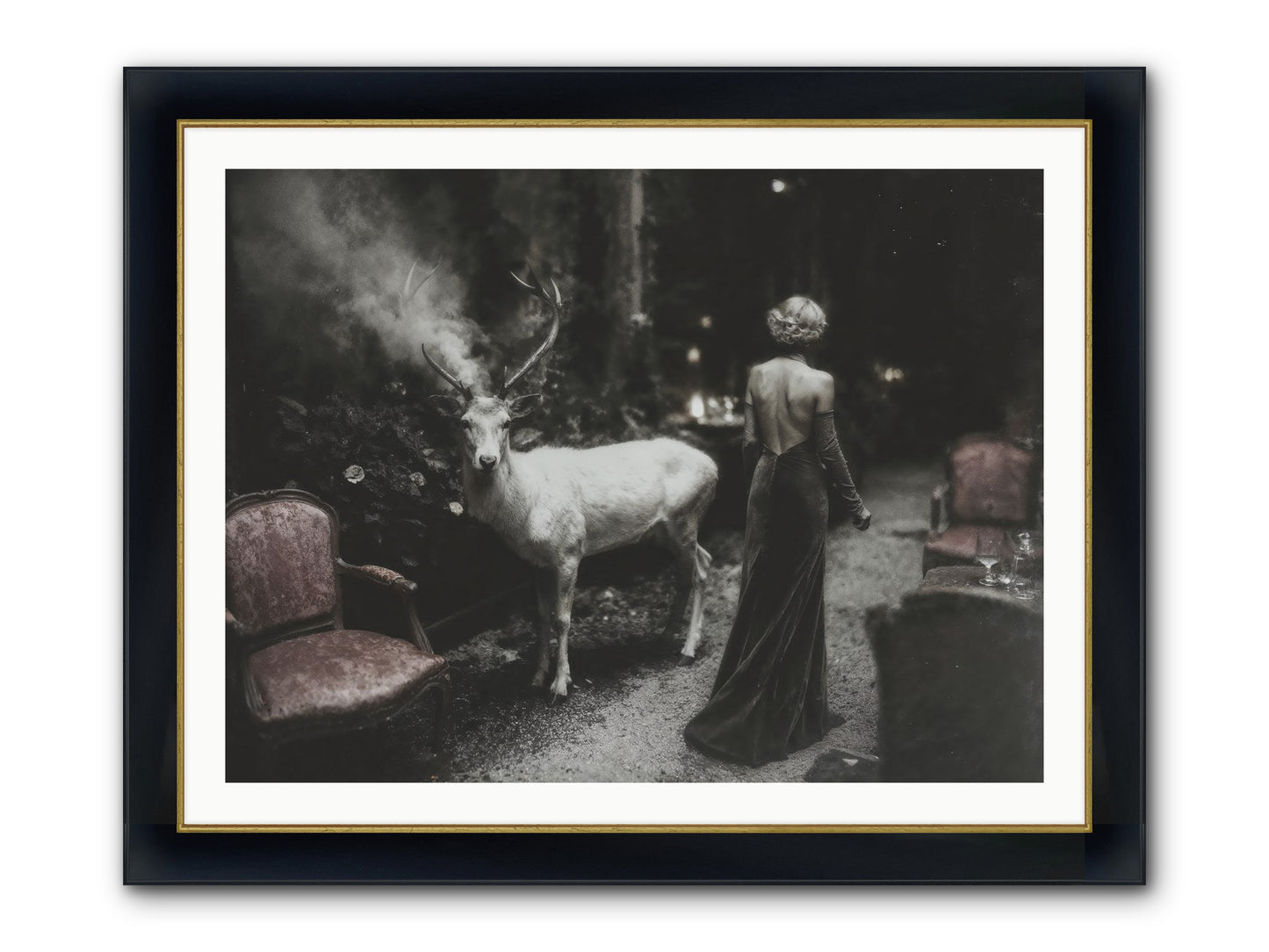Champagne and Courage Framed Print - Wide Black w/Gold 40x30