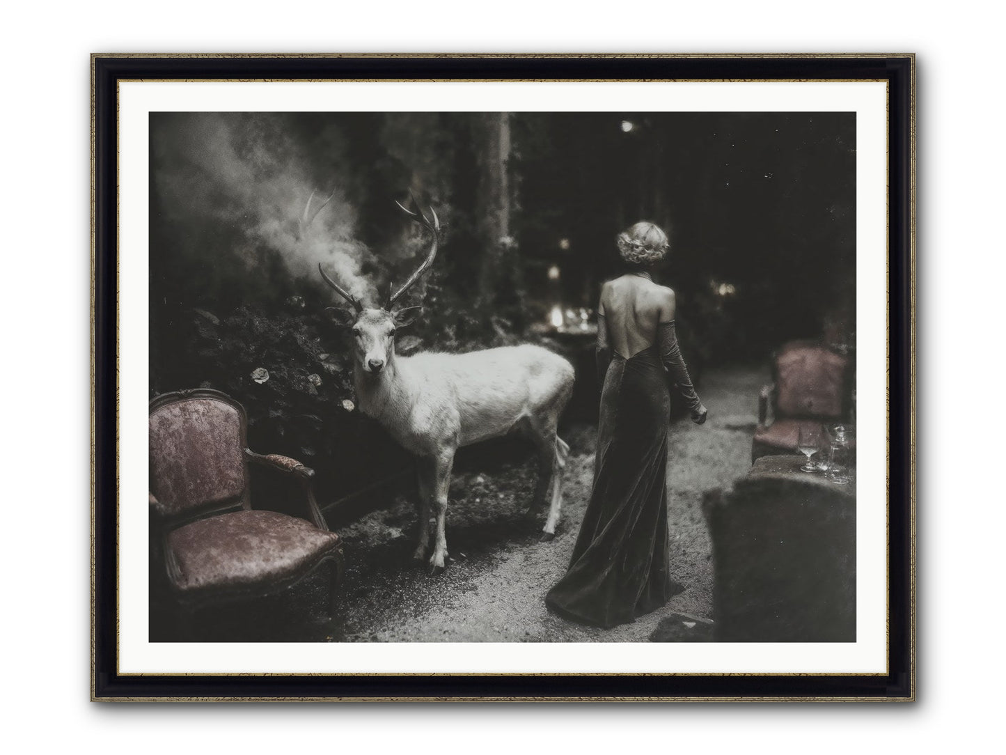 Champagne and Courage Framed Print - Black & Gold 48x36