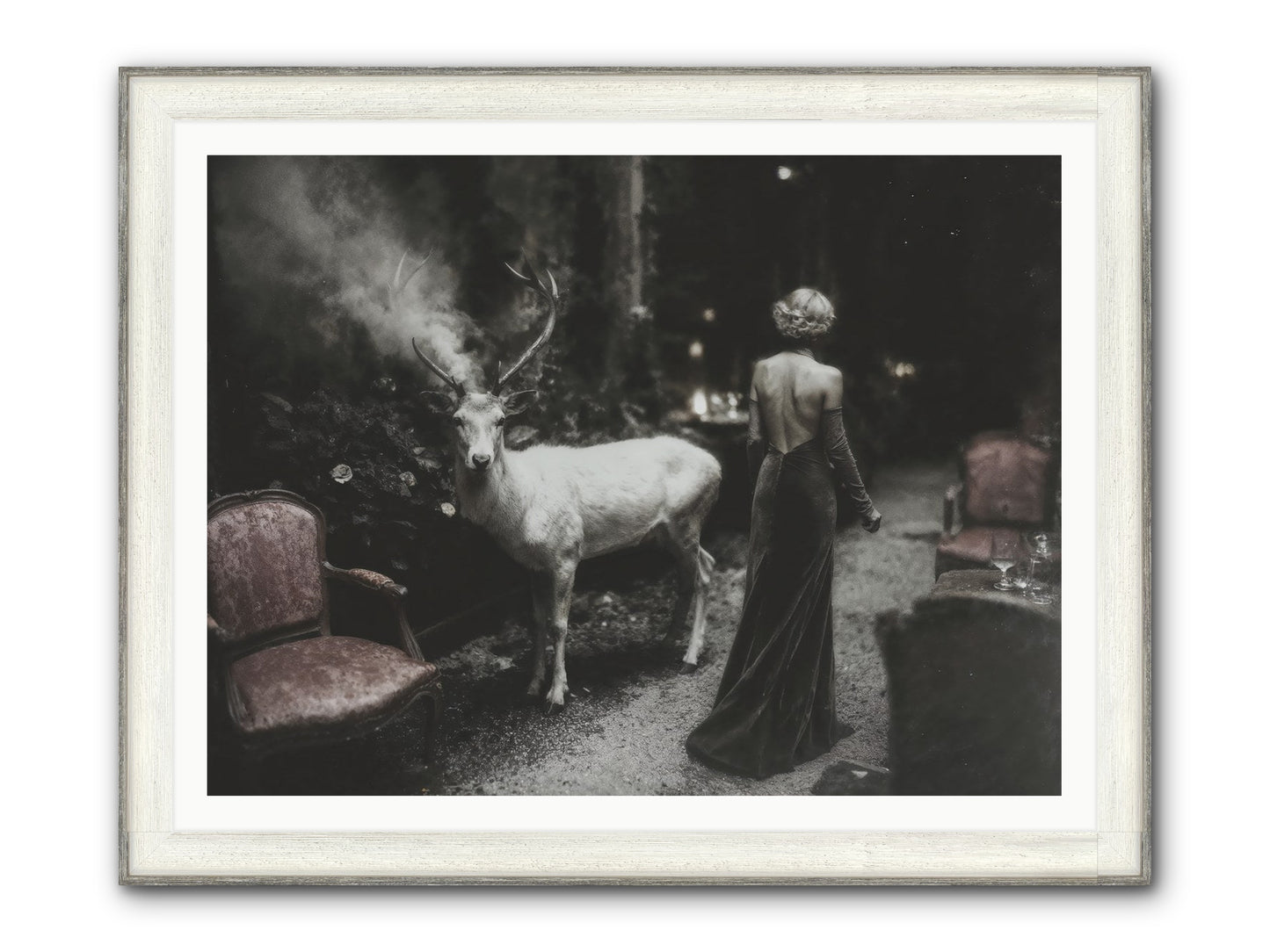 Champagne and Courage Framed Print - Driftwood White 48x36