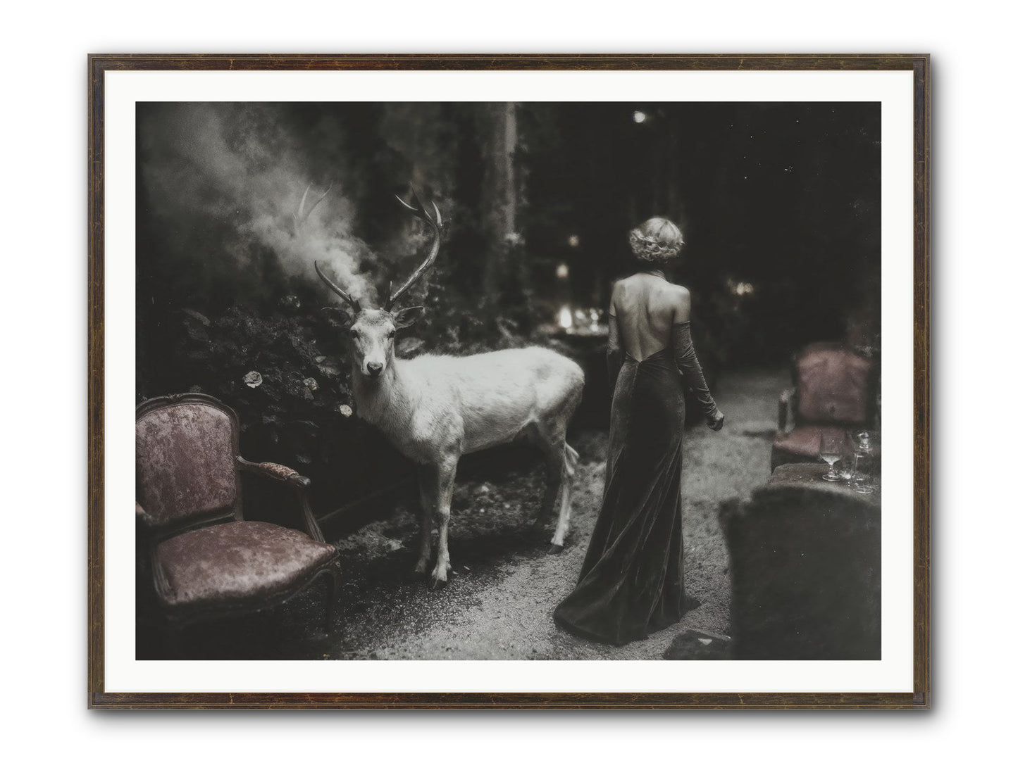 Champagne and Courage Framed Print - Slimwoods Black/Gold 48x36