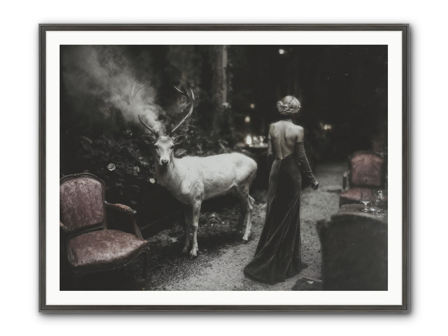Champagne and Courage Framed Print - Slimwoods Black/Silver 48x36