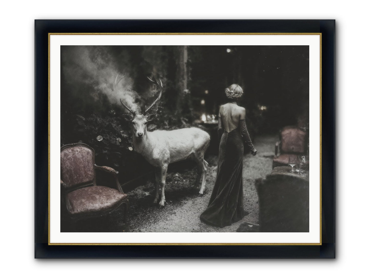 Champagne and Courage Framed Print - Wide Black w/Gold 48x36