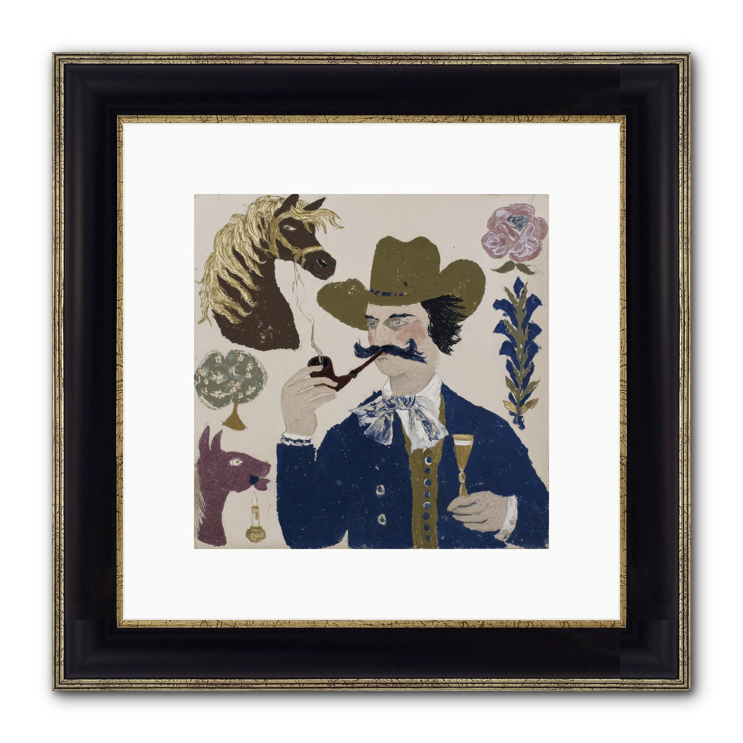 Champagne Before Noon Framed Print - Black & Gold 10x10