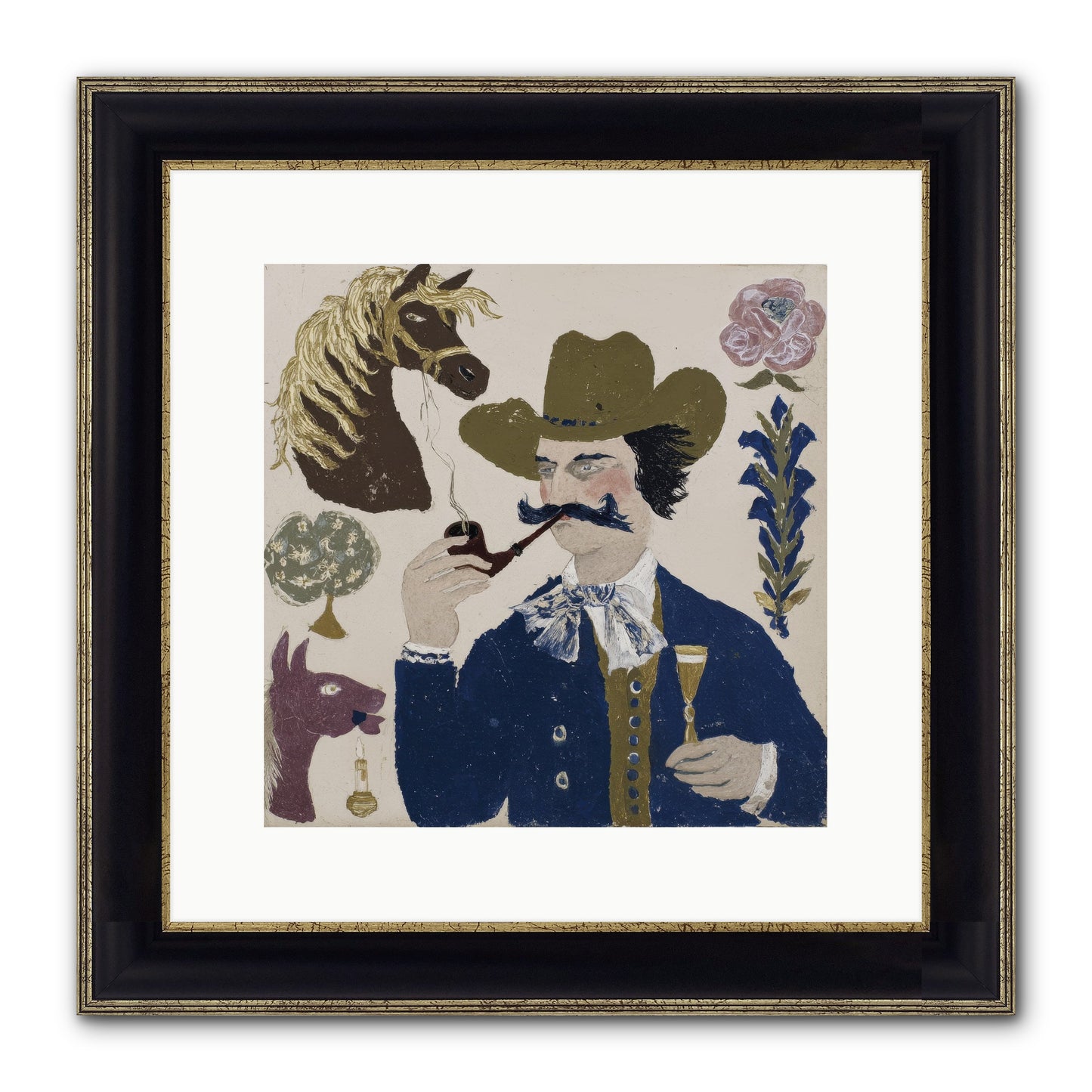 Champagne Before Noon Framed Print - Black & Gold 12x12