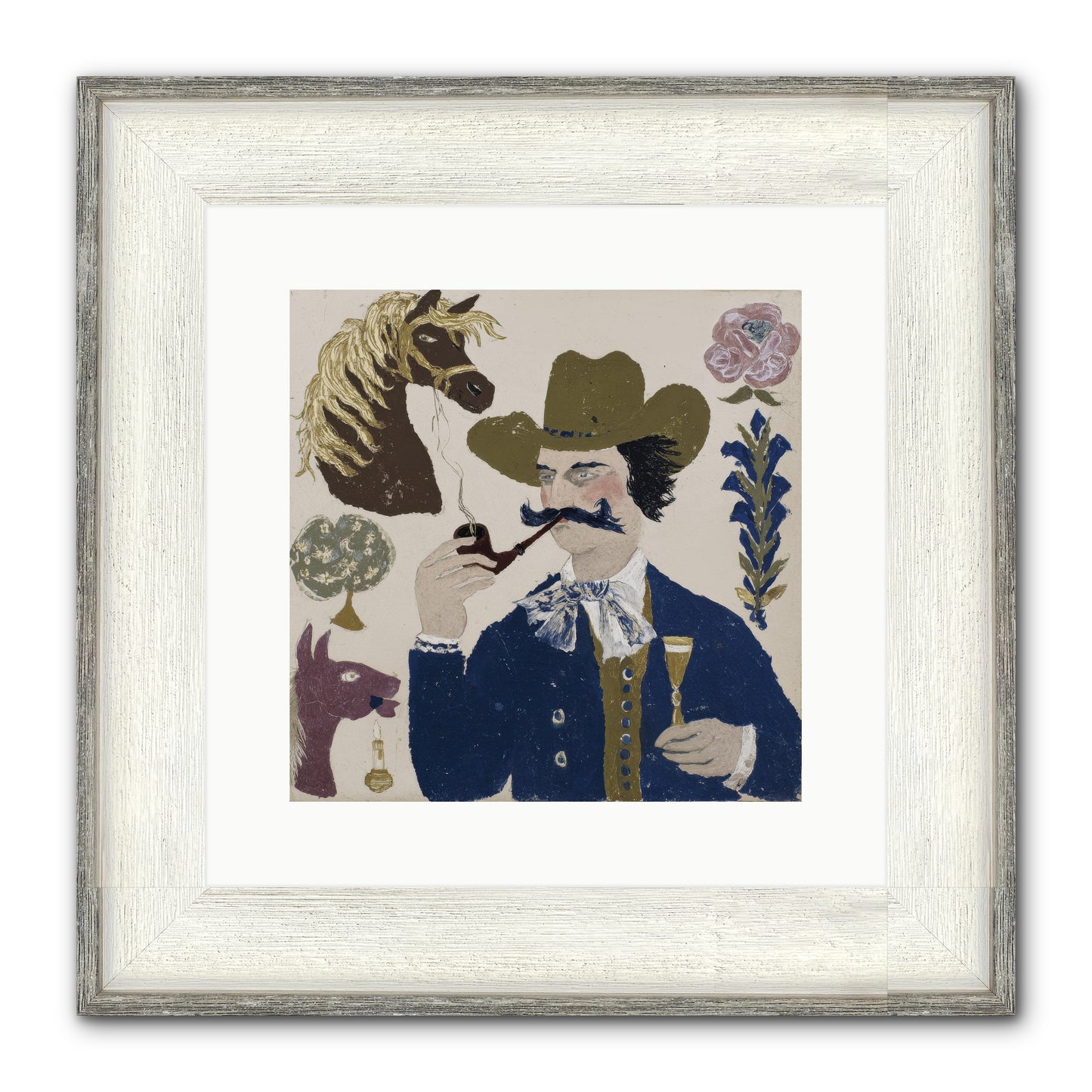 Champagne Before Noon Framed Print - Driftwood White 12x12