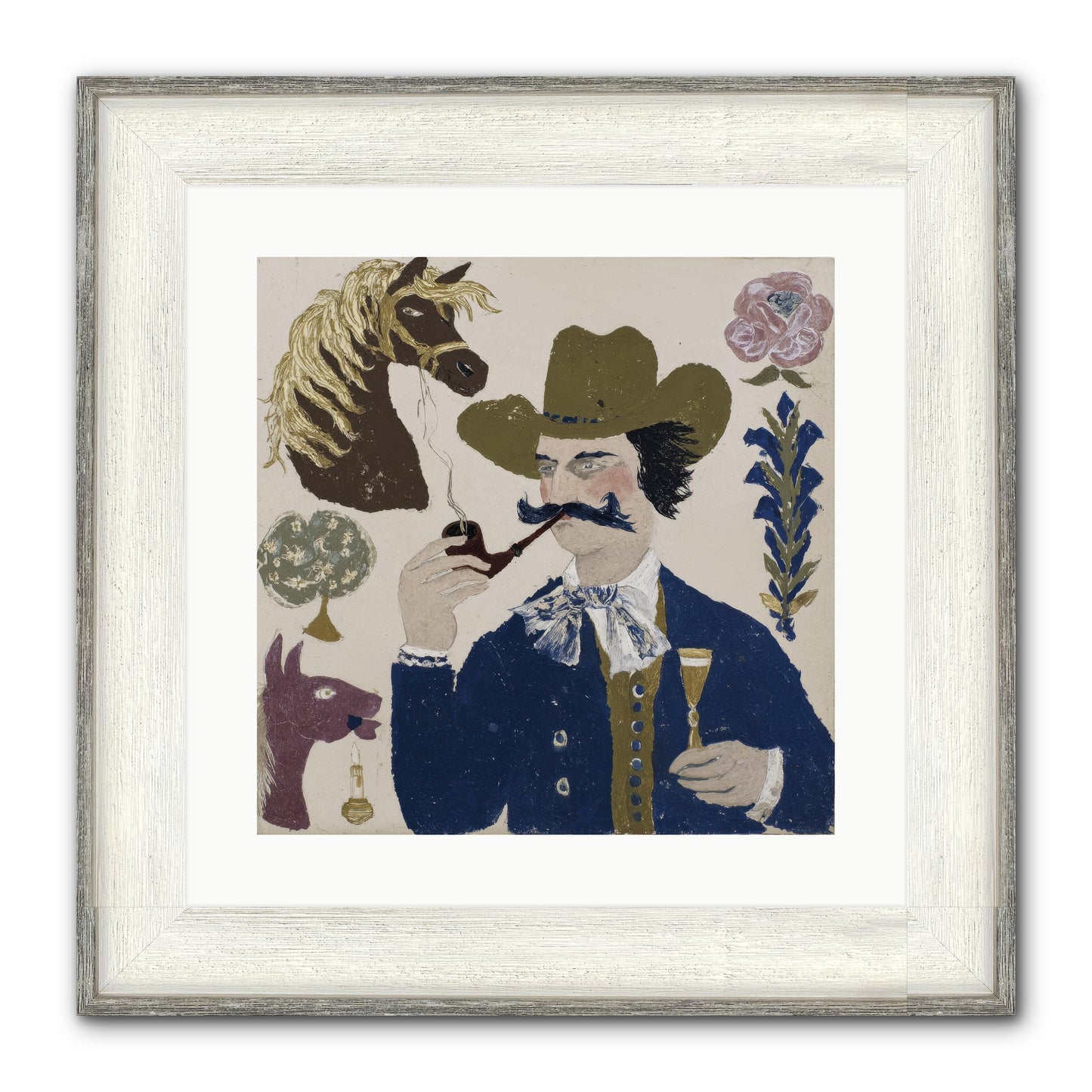 Champagne Before Noon Framed Print - Driftwood White 16x16