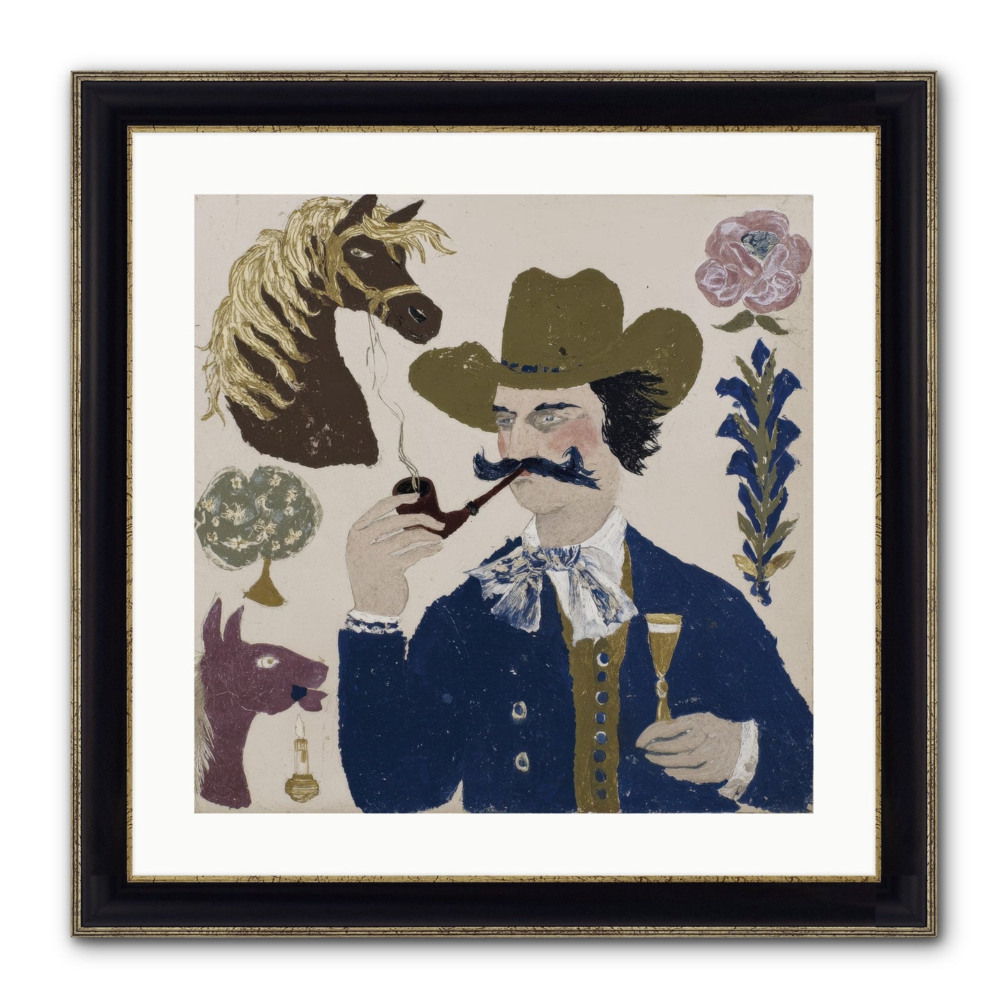Champagne Before Noon Framed Print - Black & Gold 20x20