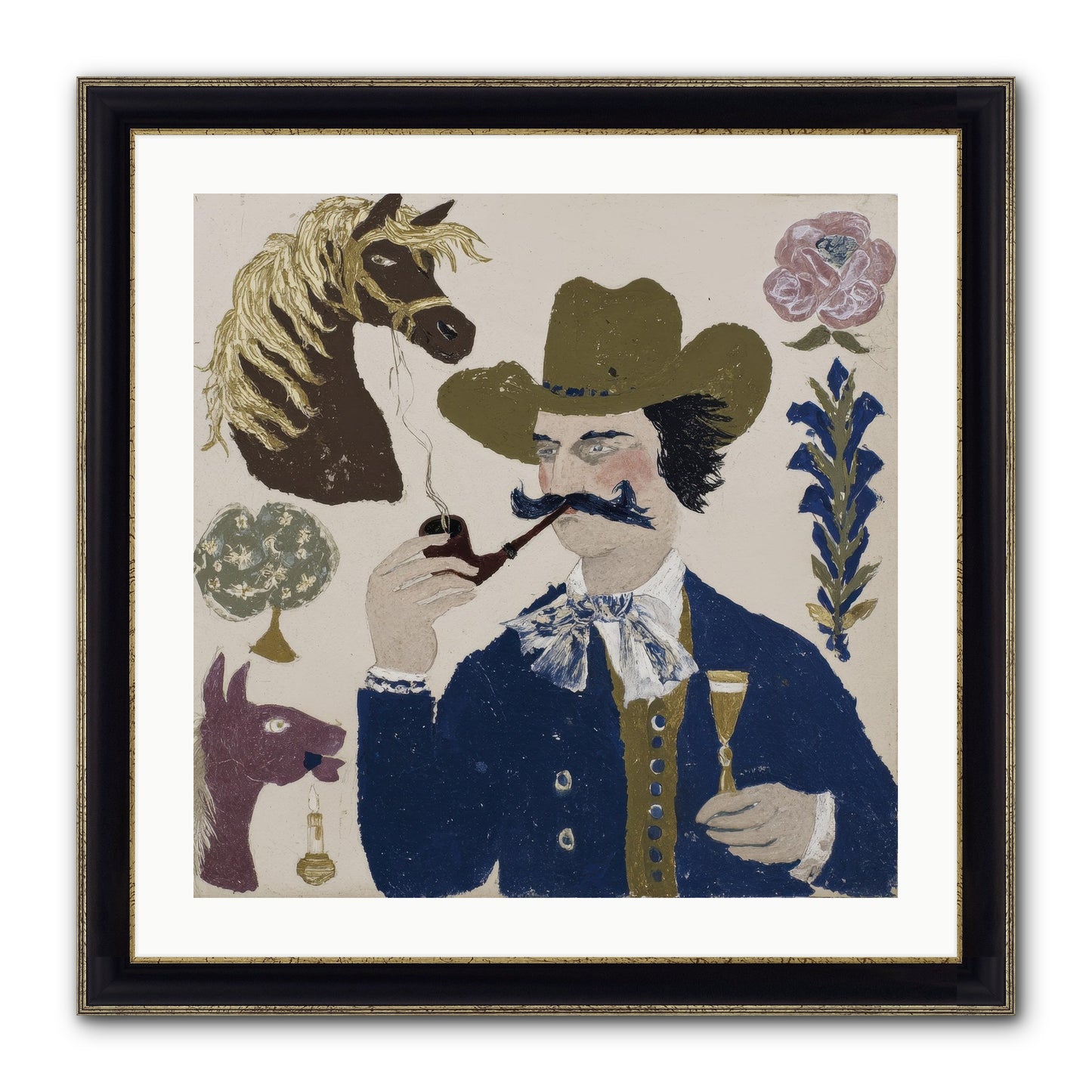 Champagne Before Noon Framed Print - Black & Gold 24x24
